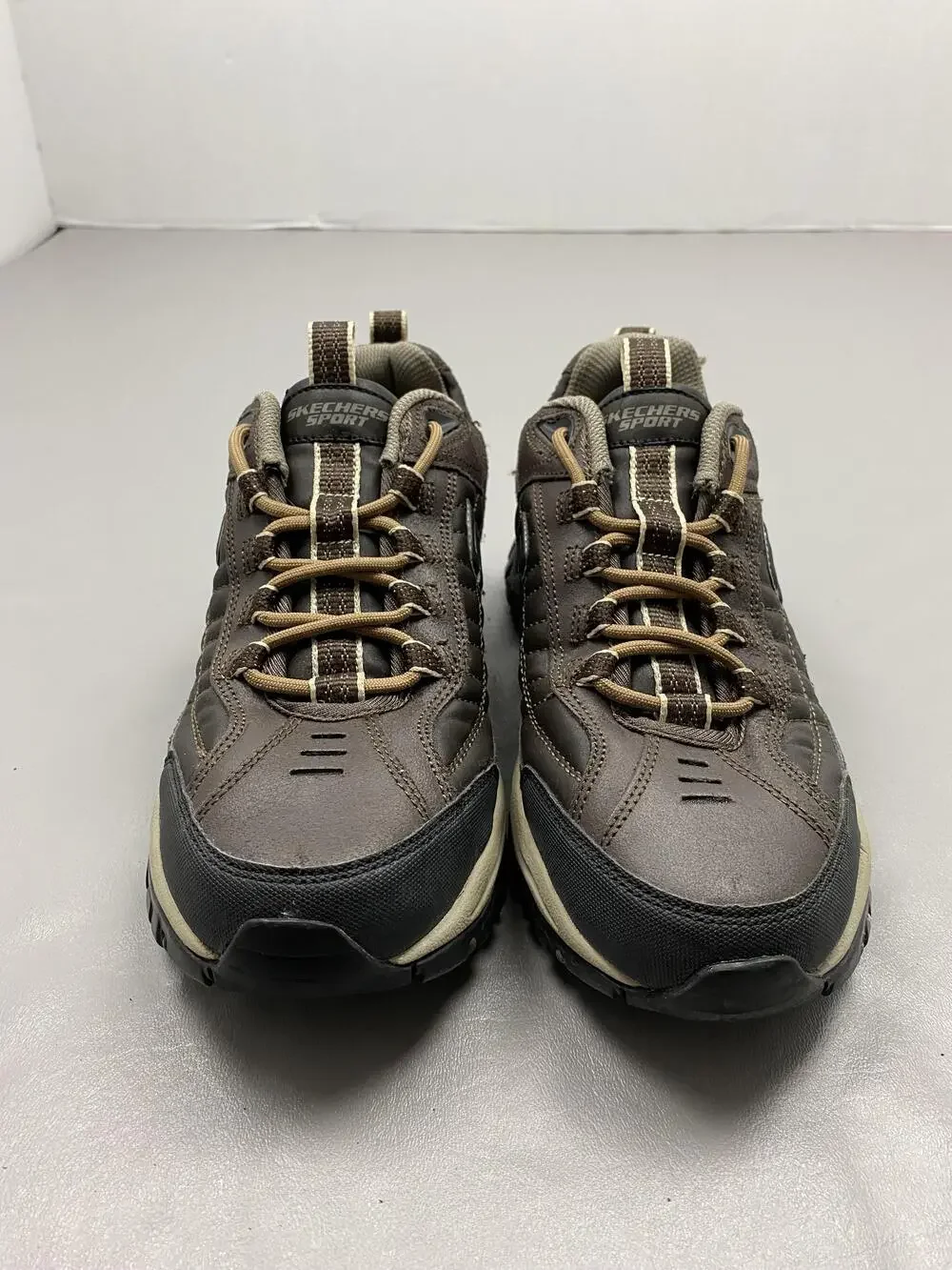 Skechers Sport SN 50172 Shoes Mens Size 8 Brown Leather Low Top Walking Sneakers